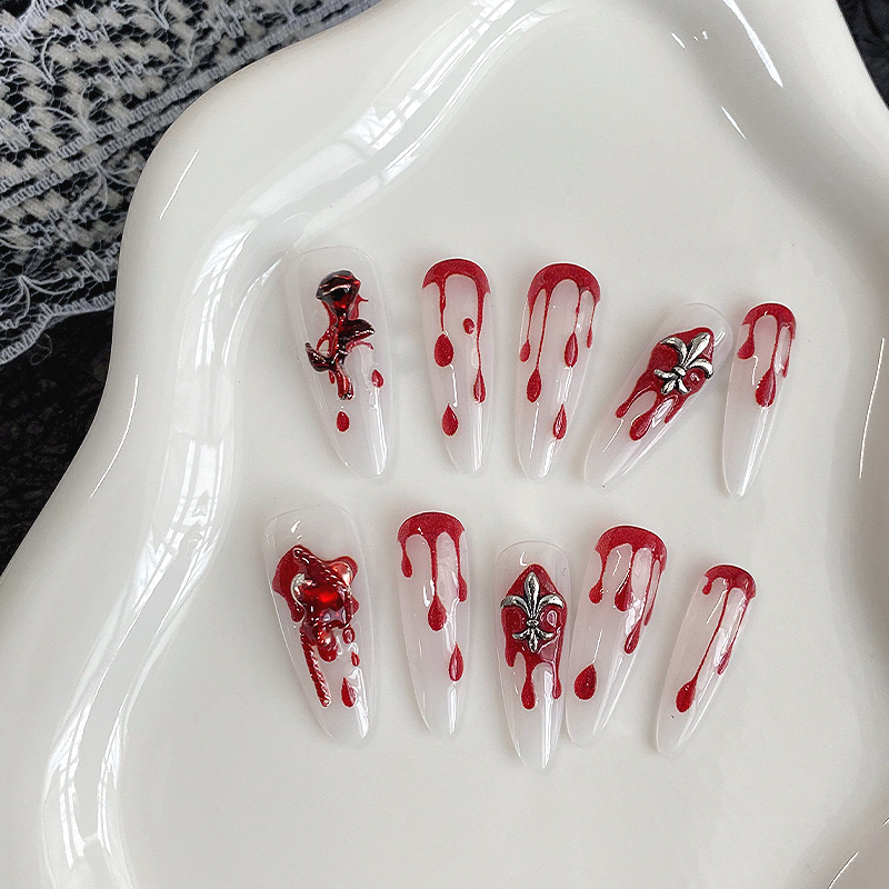 10Pcs Long Almond Press On Nai - огляд і ціна Drip Tip Resin